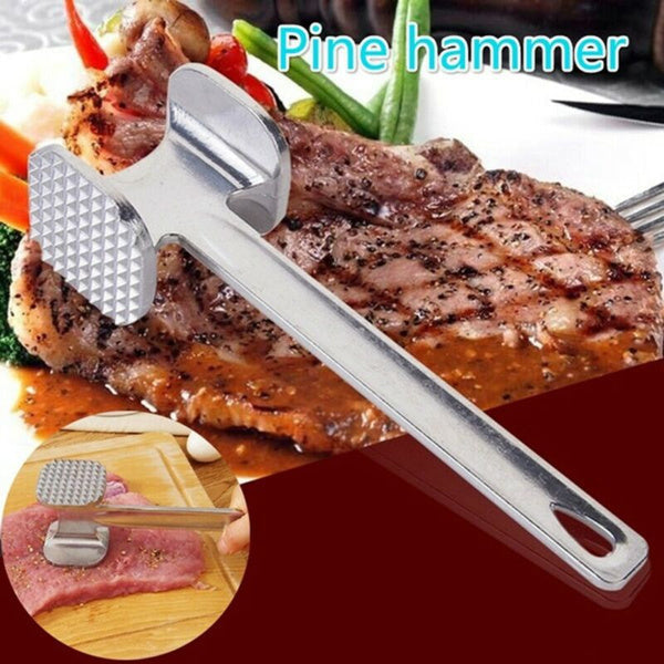 Meat tenderizer with two sides for versatile use in the kitchen. Meat tenderizer with two sides for versatile use in the kitchen.